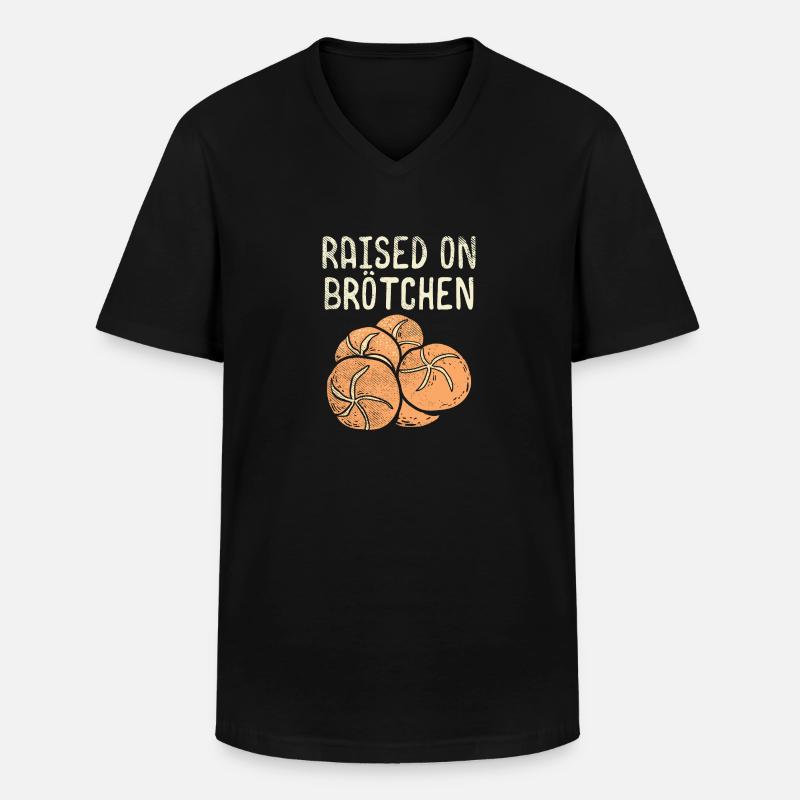 Raised On Brotchen - Männer-T-Shirt mit V-Ausschnitt - Schwarz