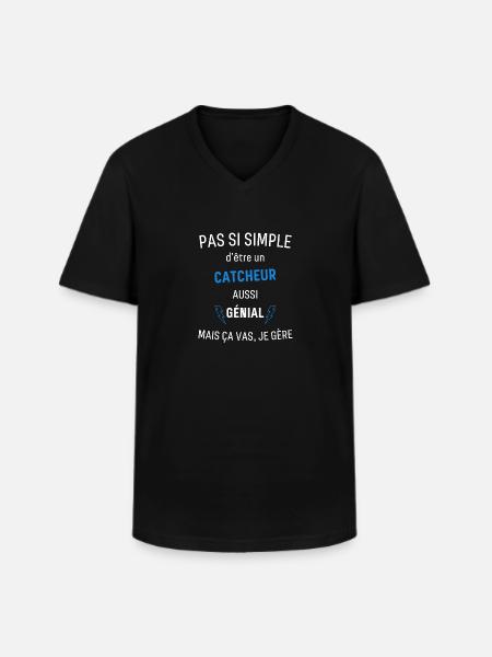 Catcheur Génial - T-shirt col V Homme - noir