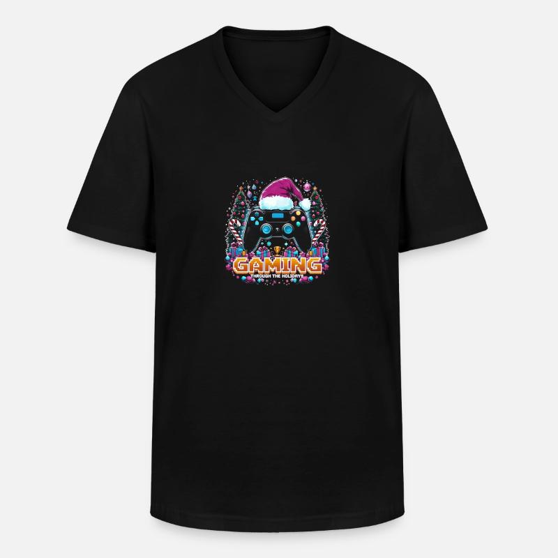 Weihnachts-Gaming Controller - Männer-T-Shirt mit V-Ausschnitt - Schwarz