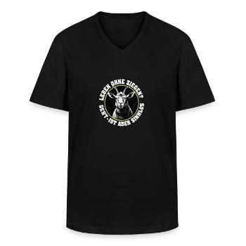 Leben ohne Ziegen sinnlos Ziegenportrait im Kreis - Männer-T-Shirt mit V-Ausschnitt - Schwarz - Vorne - AI Model Male 178 dark (178cm)