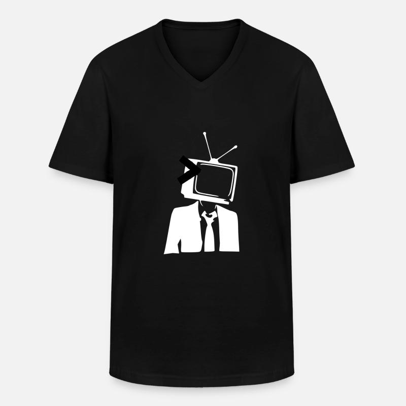 Tv Fernseher als Kopf - Männer-T-Shirt mit V-Ausschnitt - Schwarz