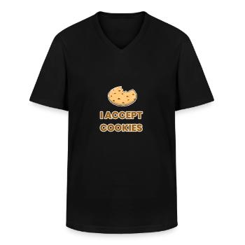 j'accepte les cookies drôle jeu de mots blague cadeau - T-shirt col V Homme - noir - Devant - AI Model Male 178 dark (178cm)