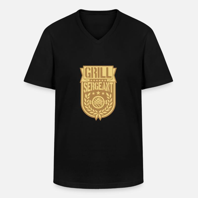 Grill Sergeant cool Lorbeerkranz - Männer-T-Shirt mit V-Ausschnitt - Schwarz