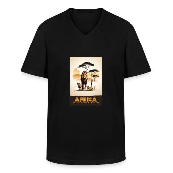 Africa where the wild things are - Men's V-Neck T-Shirt - black - Front - AI Model Male 178 dark (178cm)