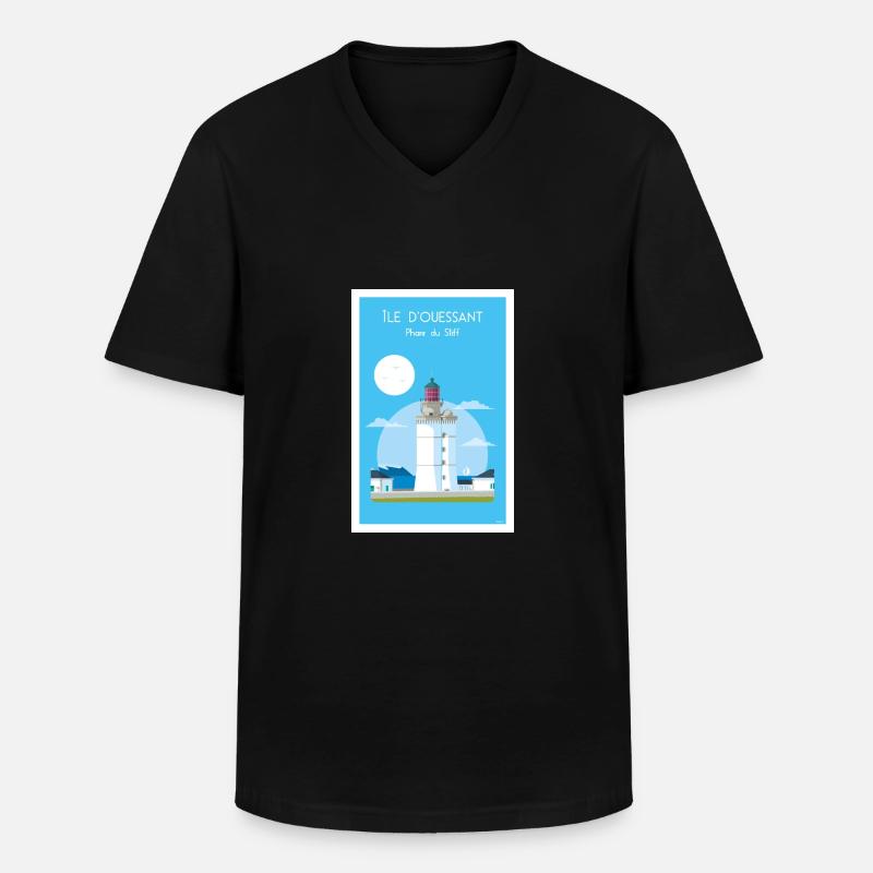 STEIFER LEUCHTTURM - Männer-T-Shirt mit V-Ausschnitt - Schwarz
