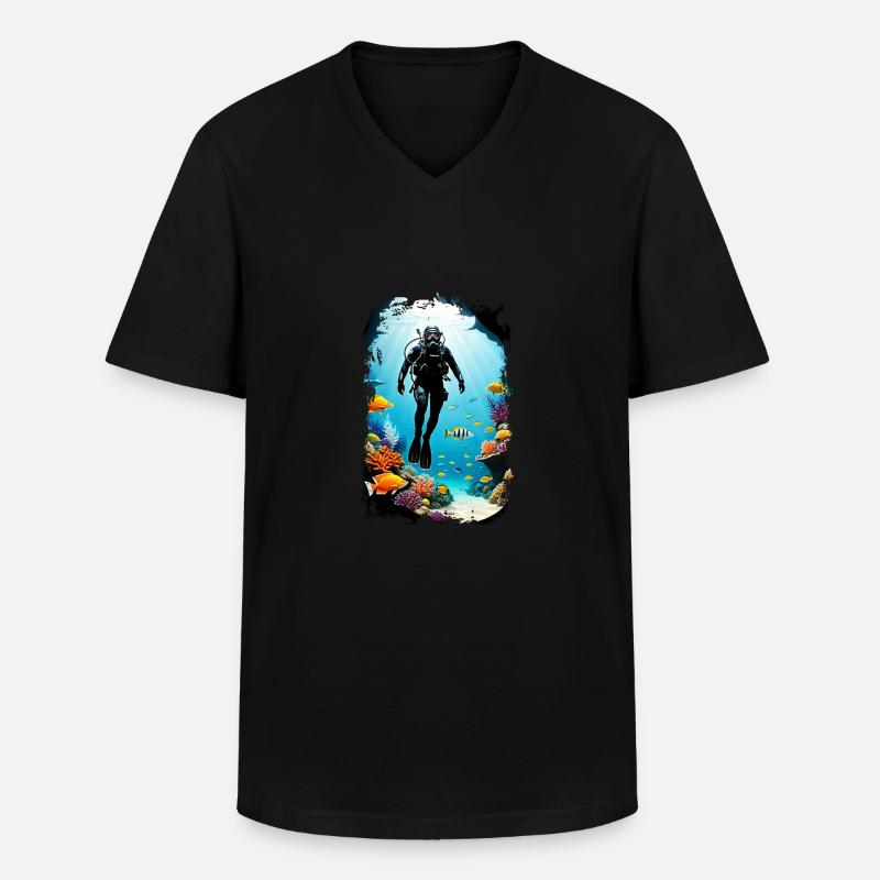 Tauchen - Männer-T-Shirt mit V-Ausschnitt - Schwarz