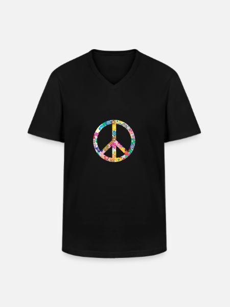 Peace Flower Idea Gift - Men's V-Neck T-Shirt - black