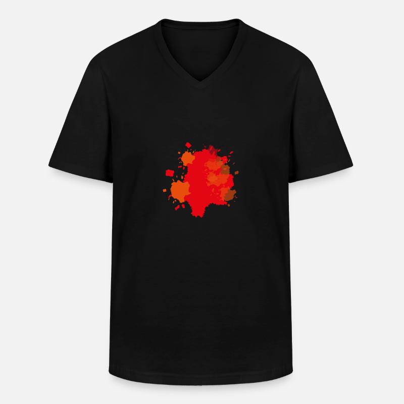Farbklecks Orange - Männer-T-Shirt mit V-Ausschnitt - Schwarz