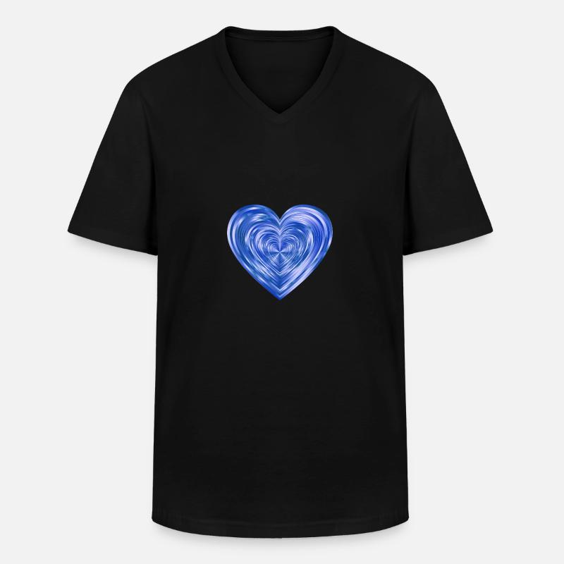 Glaenzendes Herz blau - Männer-T-Shirt mit V-Ausschnitt - Schwarz