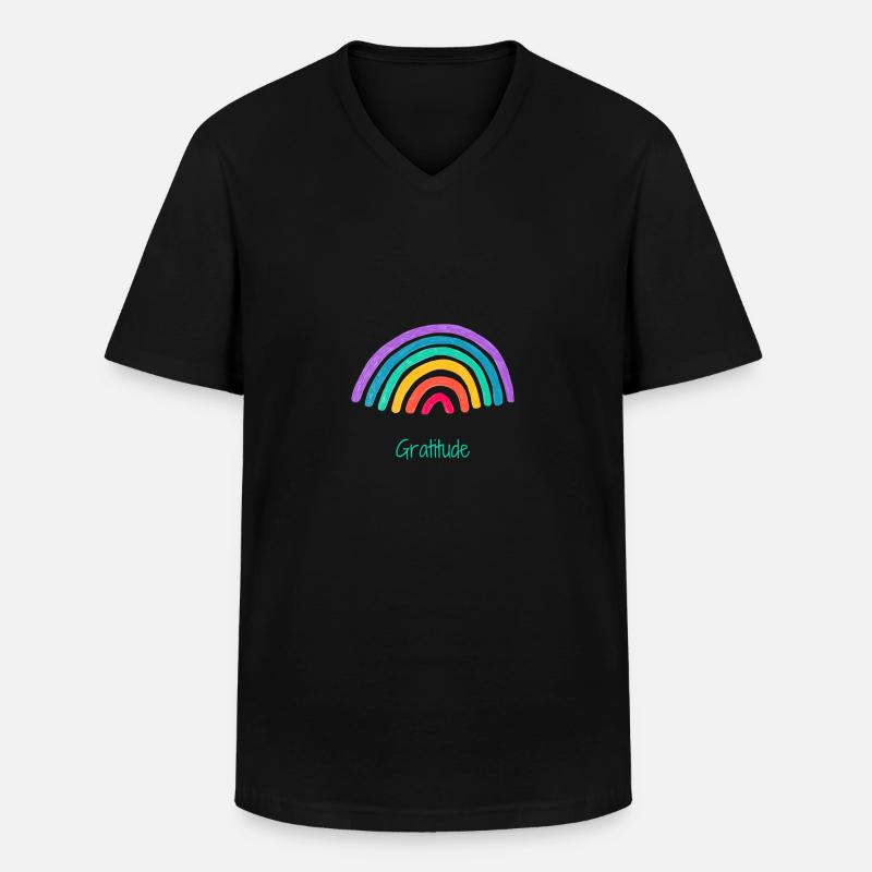 Dankbarkeit Regenbogen - Männer-T-Shirt mit V-Ausschnitt - Schwarz