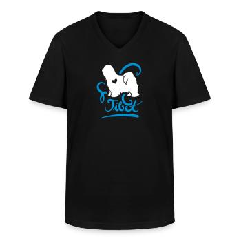Tibet Terrier ornamental - Männer-T-Shirt mit V-Ausschnitt - Schwarz - Vorne - AI Model Male 178 dark (178cm)