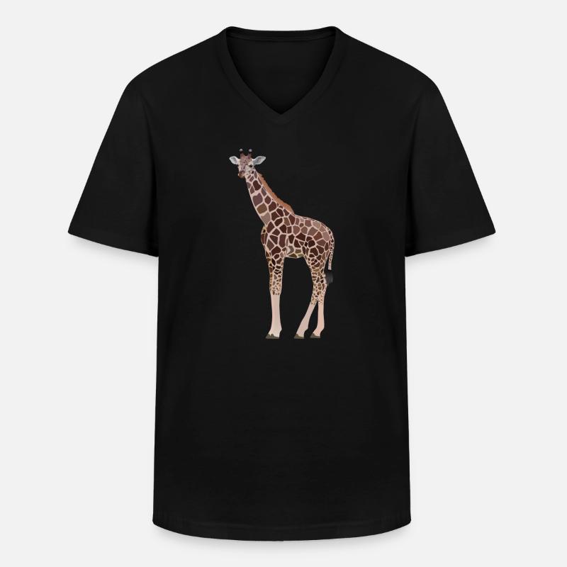 Gina, Giraffe - Männer-T-Shirt mit V-Ausschnitt - Schwarz