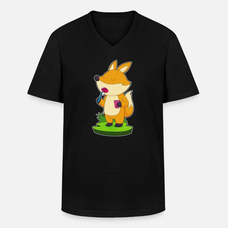 Fuchs Zahnbürste - Männer-T-Shirt mit V-Ausschnitt - Schwarz