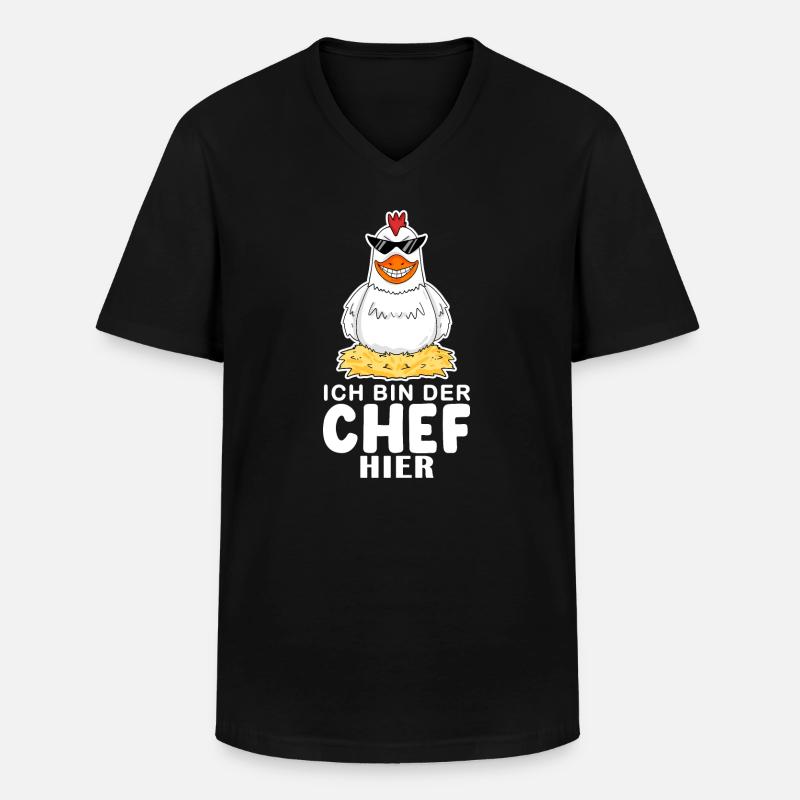 Chef Spruch mit huhn Motiv - Männer-T-Shirt mit V-Ausschnitt - Schwarz