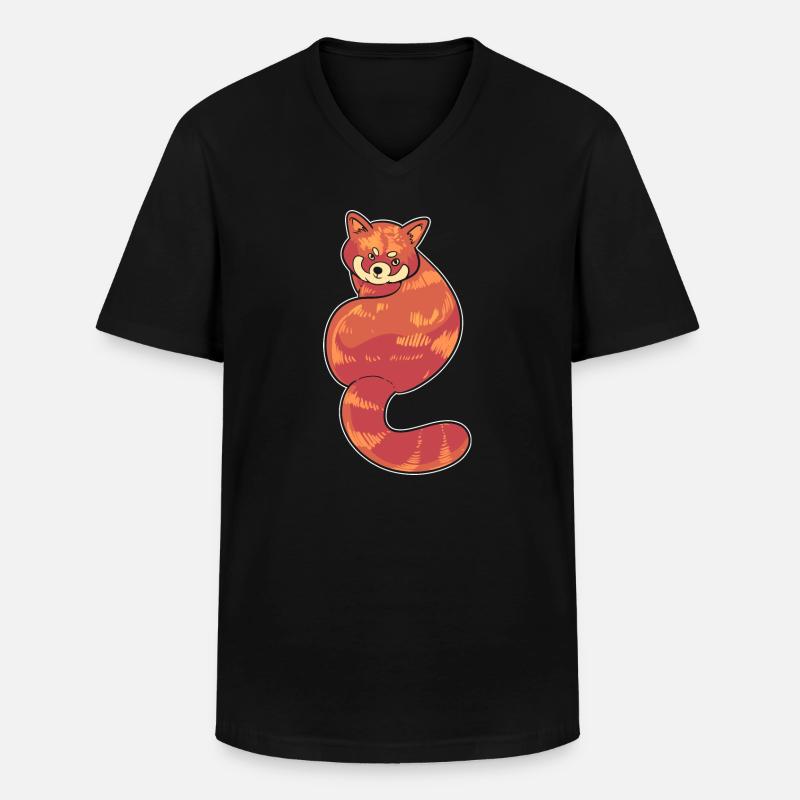 Netter roter Panda Panda-Pfleger - Männer-T-Shirt mit V-Ausschnitt - Schwarz