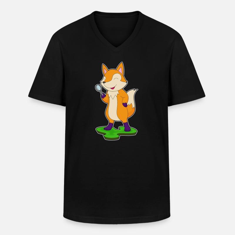 Fuchs Lupe - Männer-T-Shirt mit V-Ausschnitt - Schwarz