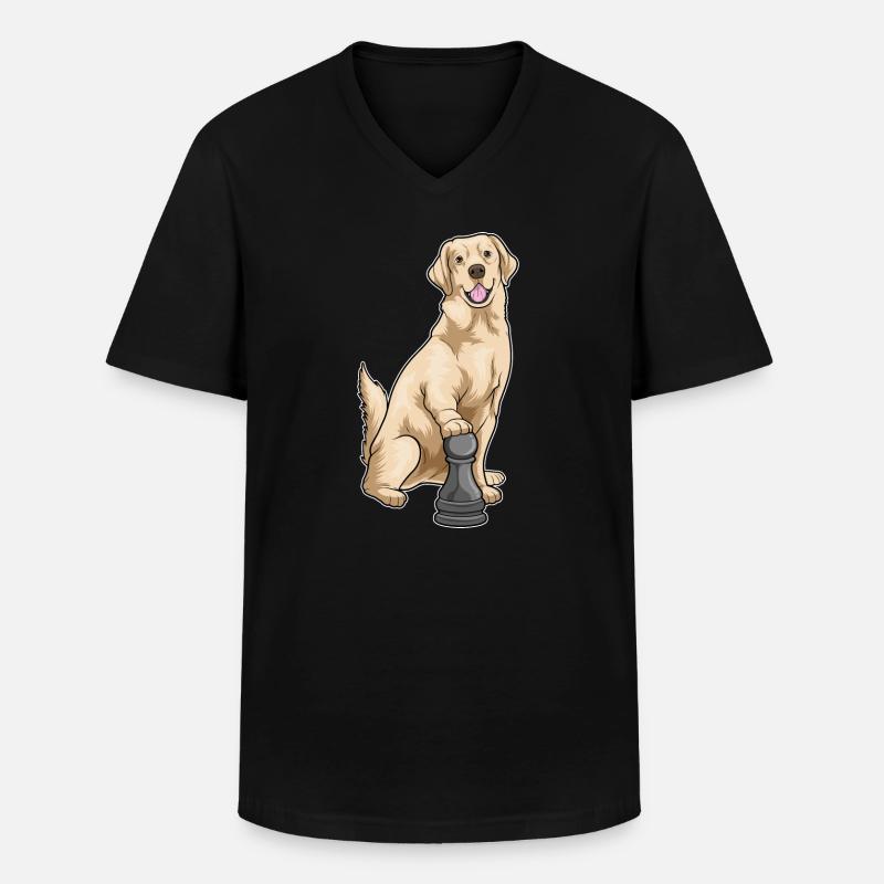 Labrador Schachfigur Bauer Schach - Männer-T-Shirt mit V-Ausschnitt - Schwarz