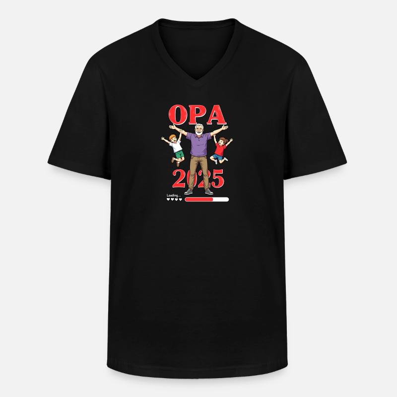 Opa 2019/2015loading - Männer-T-Shirt mit V-Ausschnitt - Schwarz