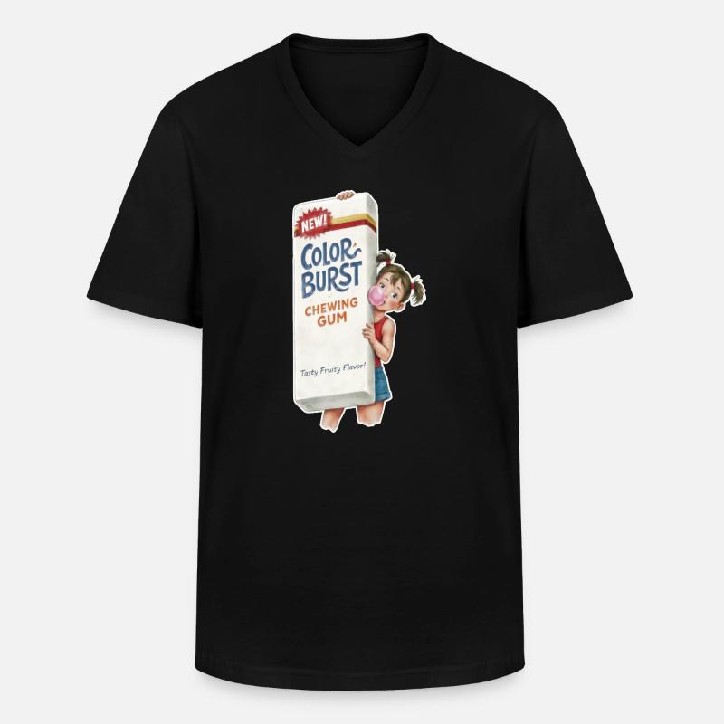  Retro Kaugummi - Männer-T-Shirt mit V-Ausschnitt - Schwarz