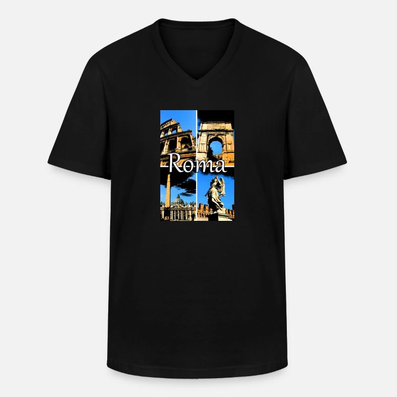 Roma Collage Comic sign lettering - Männer-T-Shirt mit V-Ausschnitt - Schwarz