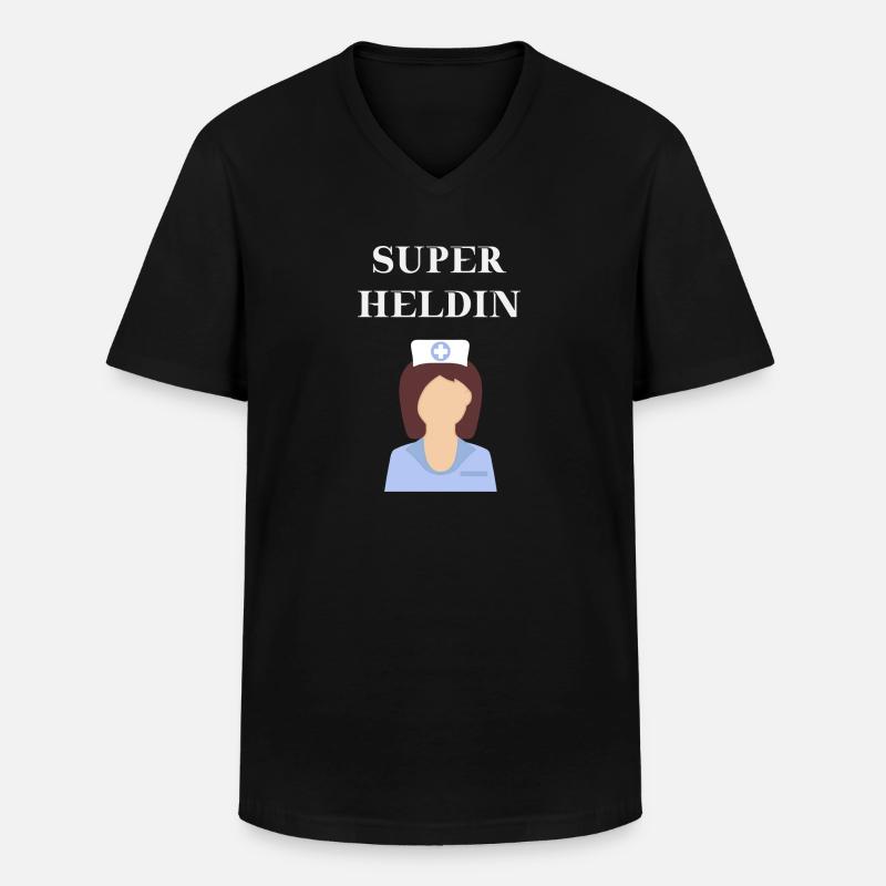 Krankenschwester - Superheldin Geschenkidee - Männer-T-Shirt mit V-Ausschnitt - Schwarz
