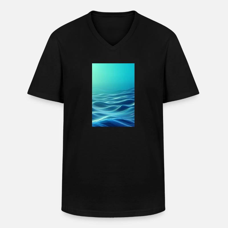 Low-Poly Wave - Männer-T-Shirt mit V-Ausschnitt - Schwarz