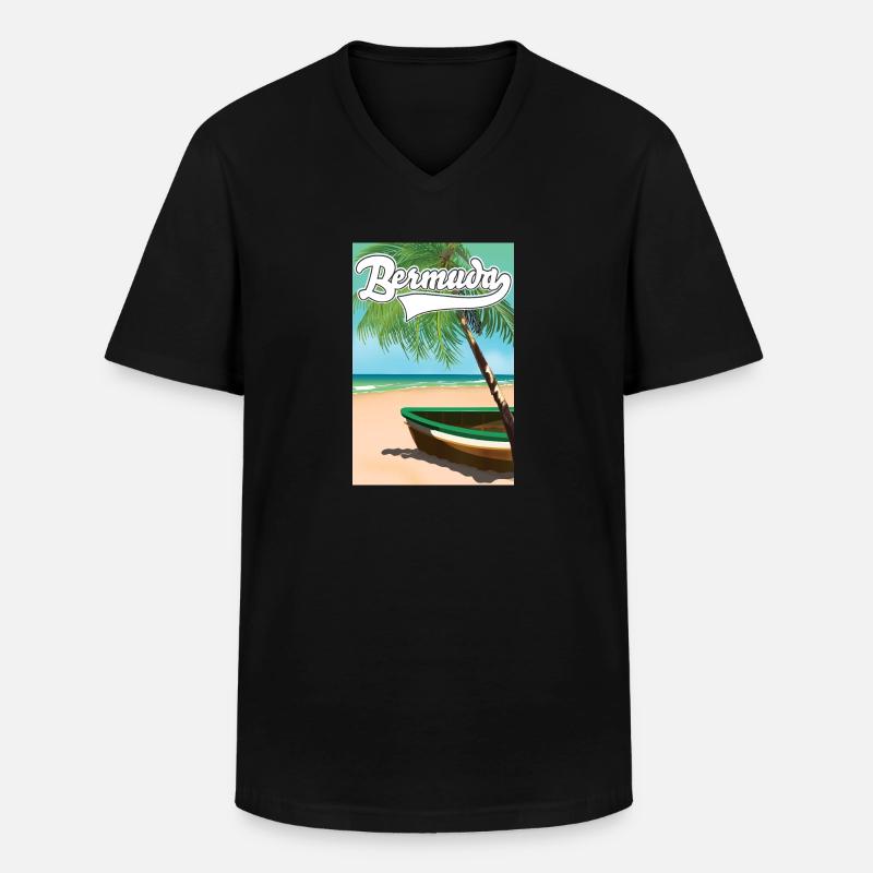Bermuda Urlaubsplakat - Männer-T-Shirt mit V-Ausschnitt - Schwarz