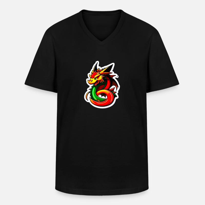 Drache - Männer-T-Shirt mit V-Ausschnitt - Schwarz