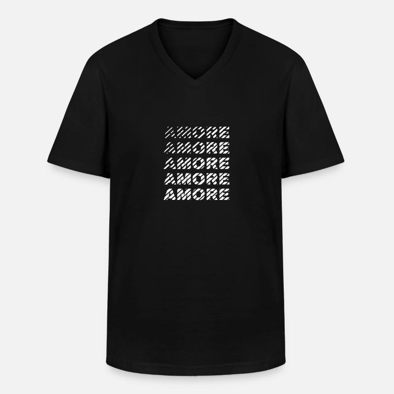 AMORE - Männer-T-Shirt mit V-Ausschnitt - Schwarz
