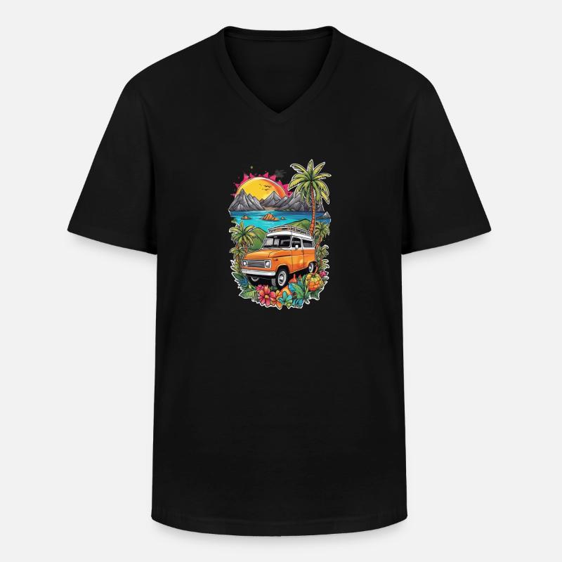 Camper & Campervan - Männer-T-Shirt mit V-Ausschnitt - Schwarz