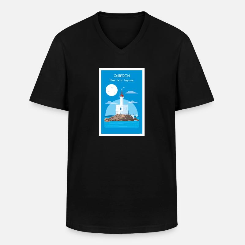 LEUCHTTURM DER TEIGNOUSE - Männer-T-Shirt mit V-Ausschnitt - Schwarz