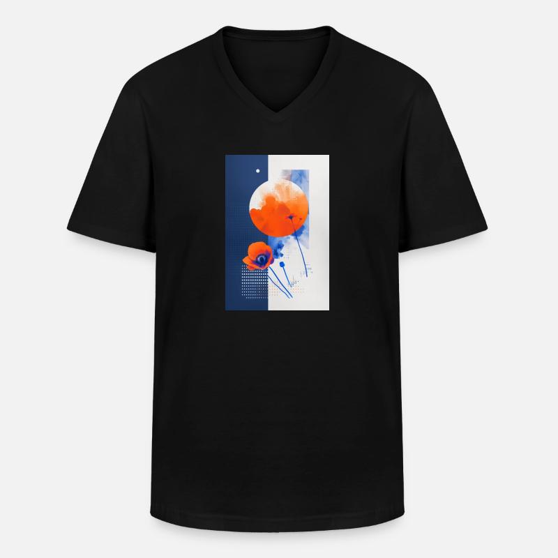 Mohnblume - Männer-T-Shirt mit V-Ausschnitt - Schwarz