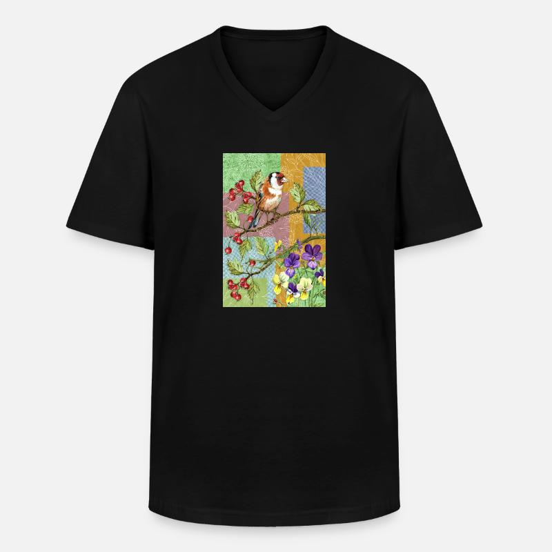 Bunter Vogel - Männer-T-Shirt mit V-Ausschnitt - Schwarz