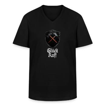 Glück auf Logo Bergbau Bergmann Schlägel und Eisen - Männer-T-Shirt mit V-Ausschnitt - Schwarz - Vorne - AI Model Male 178 dark (178cm)