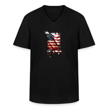 bad usa - Männer-T-Shirt mit V-Ausschnitt - Schwarz - Vorne - AI Model Male 178 dark (178cm)