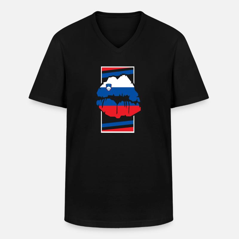 Slowenien - Männer-T-Shirt mit V-Ausschnitt - Schwarz