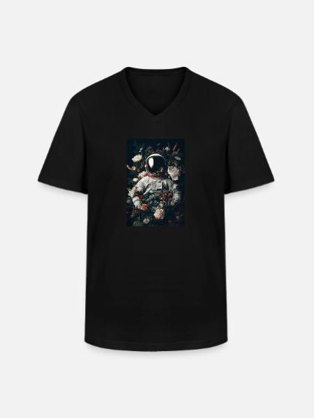 Astronaut in Bloom - Men's V-Neck T-Shirt - black