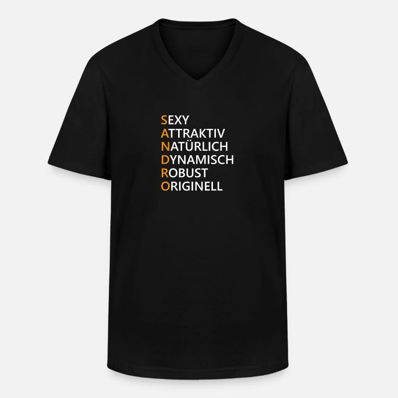 Sandro Name Geschenk - Männer-T-Shirt mit V-Ausschnitt - Schwarz
