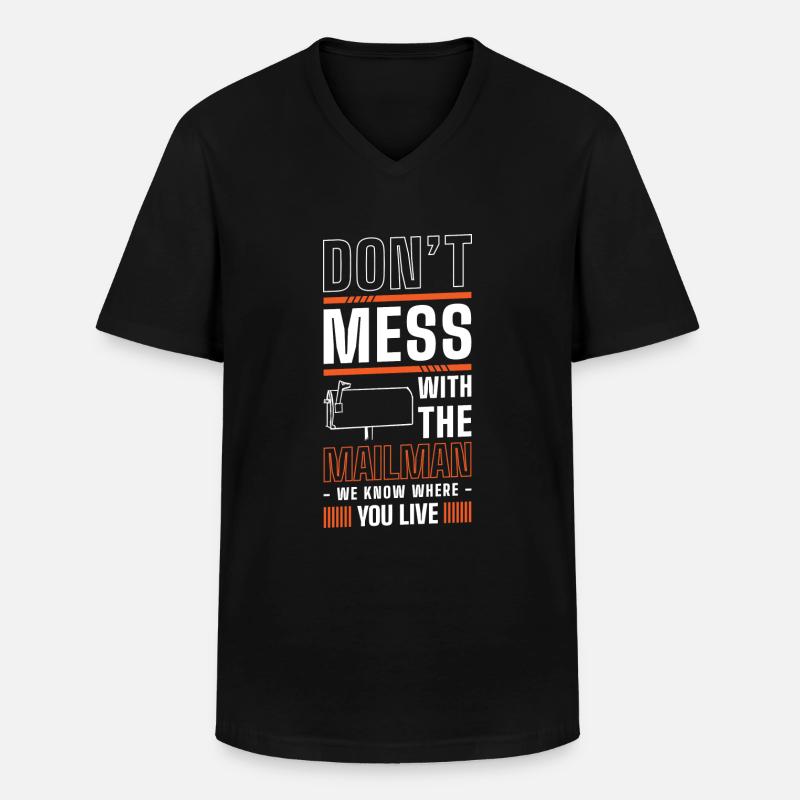 Postbote Paket - Männer-T-Shirt mit V-Ausschnitt - Schwarz