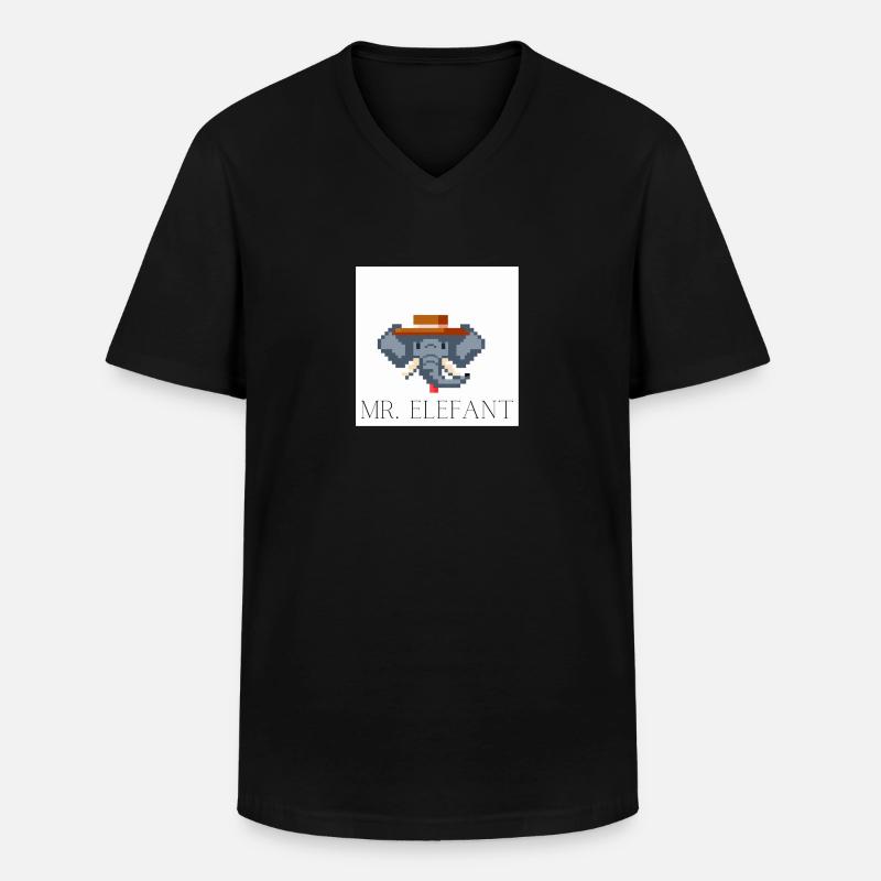 Mr Elefant - Männer-T-Shirt mit V-Ausschnitt - Schwarz