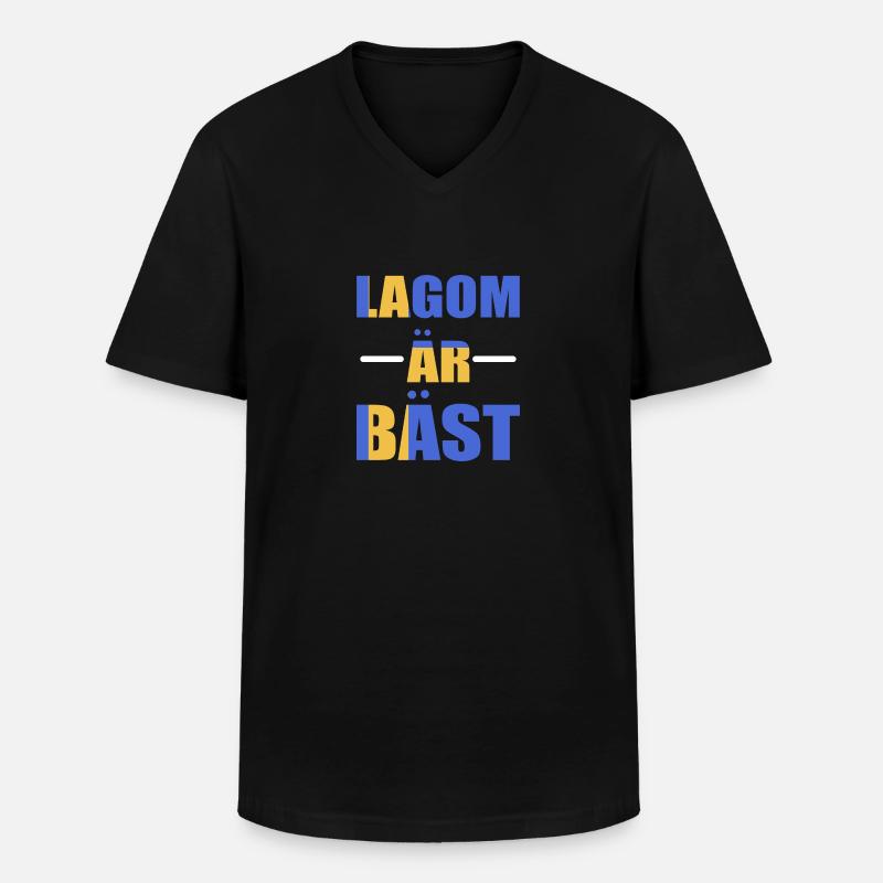 Sverige Svenska Lagom - T-shirt med V-ringning herr - svart