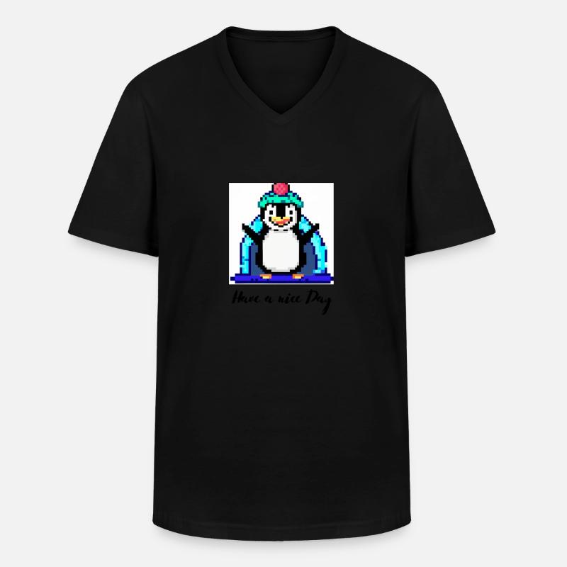 have a nice day pinguin - Männer-T-Shirt mit V-Ausschnitt - Schwarz