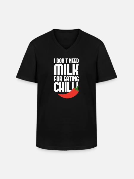Milch vs Chili - Männer-T-Shirt mit V-Ausschnitt - Schwarz