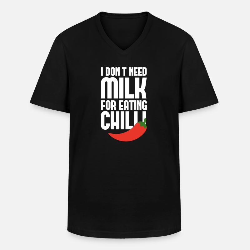 Milch vs Chili - Männer-T-Shirt mit V-Ausschnitt - Schwarz
