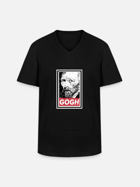 OBÉIR À VAN GOGH - T-shirt col V Homme - noir