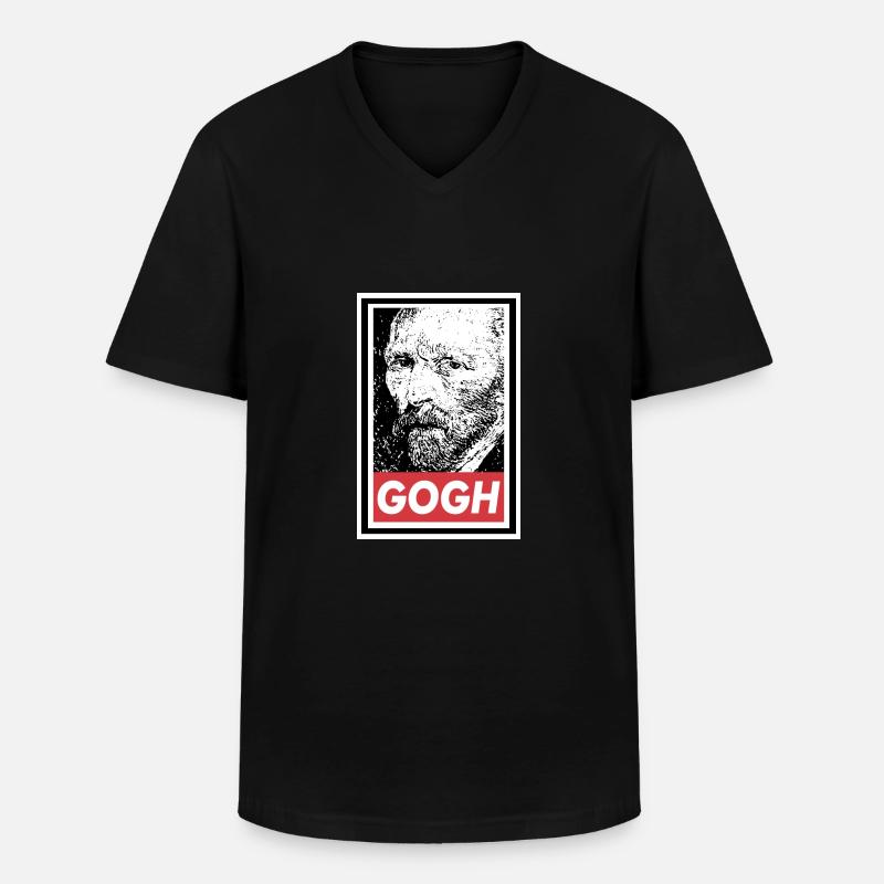 VAN GOGH GEHORCHE - Männer-T-Shirt mit V-Ausschnitt - Schwarz
