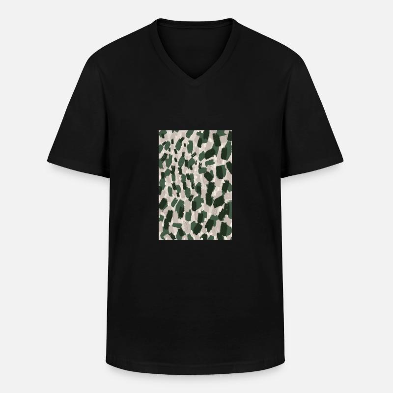Thick Green Strokes Pattern - Männer-T-Shirt mit V-Ausschnitt - Schwarz