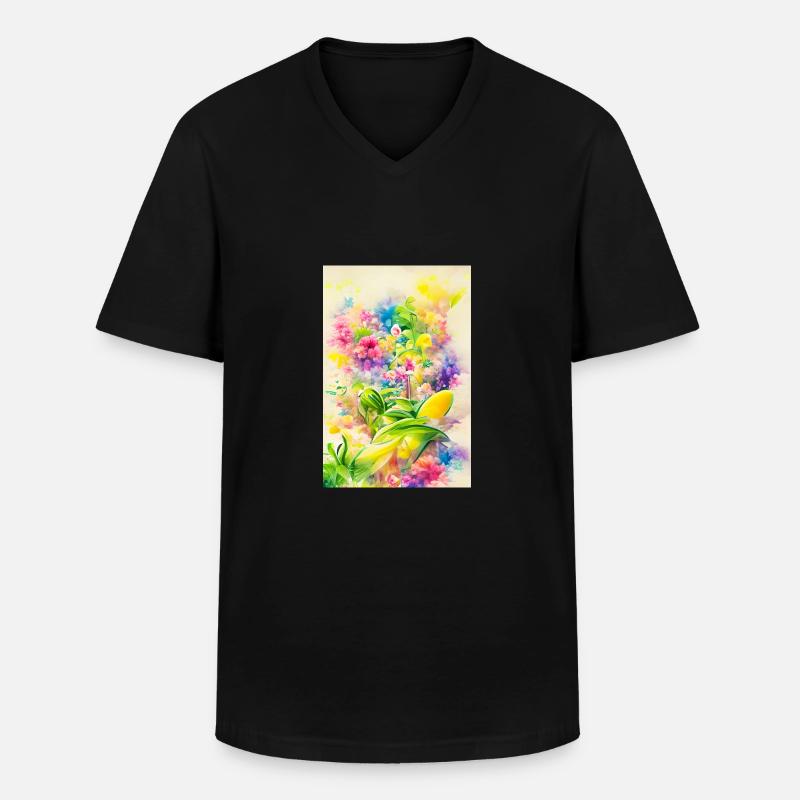 Blumen Kunst - Männer-T-Shirt mit V-Ausschnitt - Schwarz