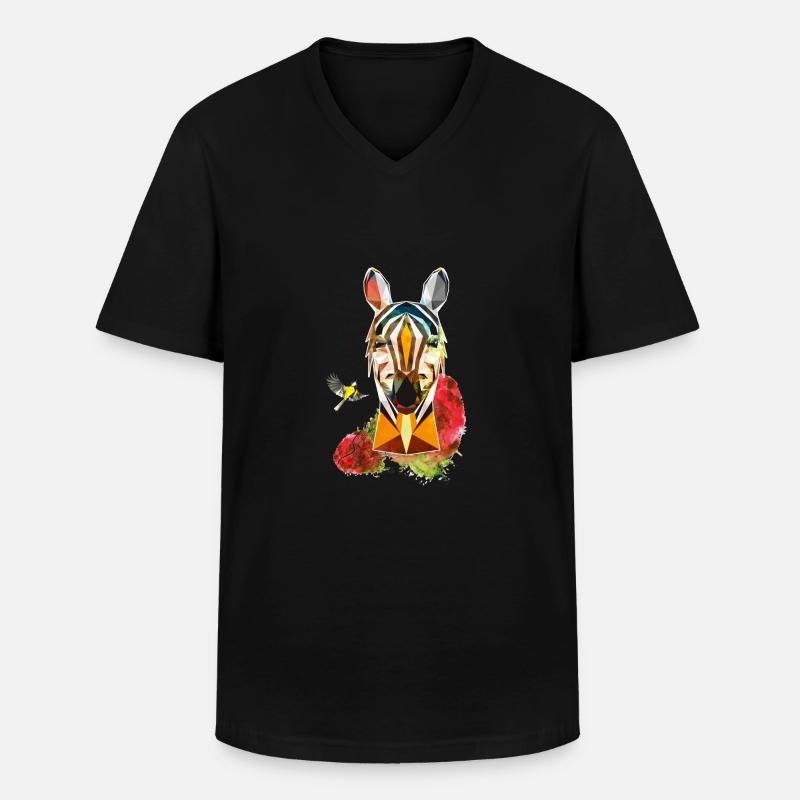 Zebra Bird Illustration - Männer-T-Shirt mit V-Ausschnitt - Schwarz