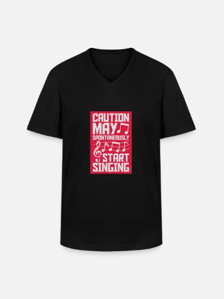 may spontaneously start singing - Men's V-Neck T-Shirt - black